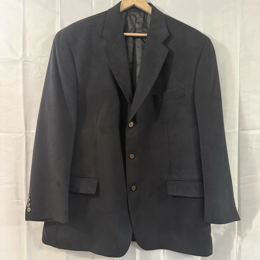 Vtg 98 Chaps Ralph Lauren Mens Black Micro Fiber Blazer‎ Sport Coat 46 R Union
